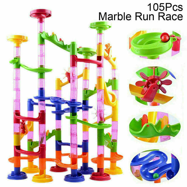 Marble Run Race Construction Maze Ball Track 105Pcs DIY Building Block Kids Toy - Lets Party