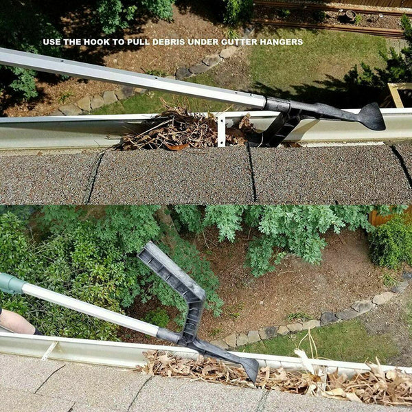 New Gutter Roof Cleaning Tool Hook Shovel Scoop Leaves Dirt Remove Home Cleaner - Lets Party