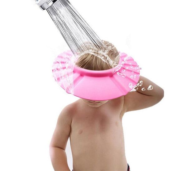 Adjustable Baby Shower Cap Kids Bath Shampoo Shield Wash Hair Hat Ear Covers Au - Lets Party
