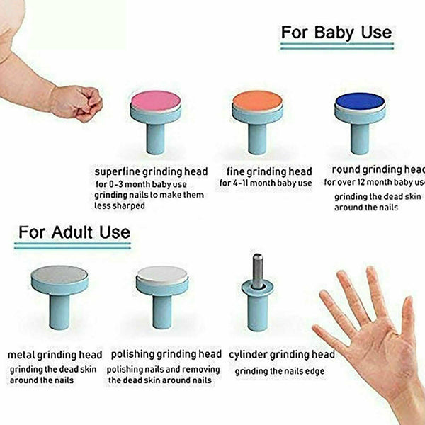 New Electric Baby Nail Trimmer Infant Newborn Safe Grinder Clipper Tools Set - Lets Party