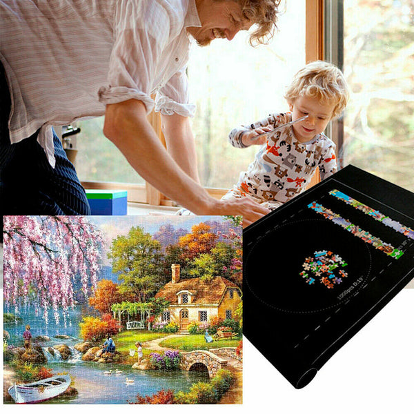 1500 PCS Jigsaw Puzzle Roll Mat Puzzle Storage Saver Pad Toys with Inflator Tool - Lets Party