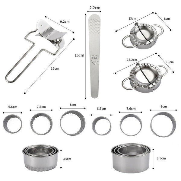 10 Dumpling Maker Stainless Steel Dough Press Pie Ravioli Making Mold Mould Tool - Lets Party
