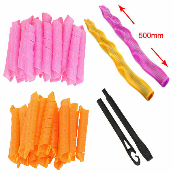 New 40PCS 50cm Magic Hair Curlers Curl Formers Spiral Ringlets Leverage Rollers - Lets Party