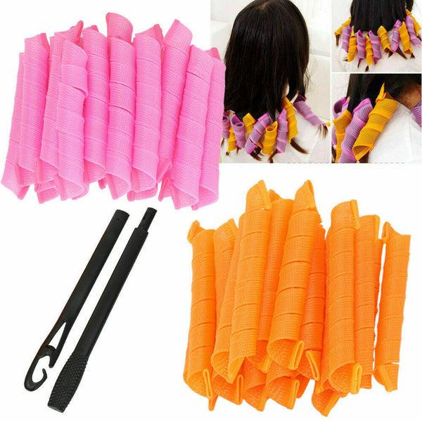 New 40PCS 50cm Magic Hair Curlers Curl Formers Spiral Ringlets Leverage Rollers - Lets Party