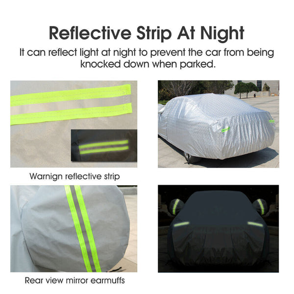 3XXL 3Layer Aluminiu Waterproof Outdoor Car Cover Double Thick Rain UV Resistant - Lets Party