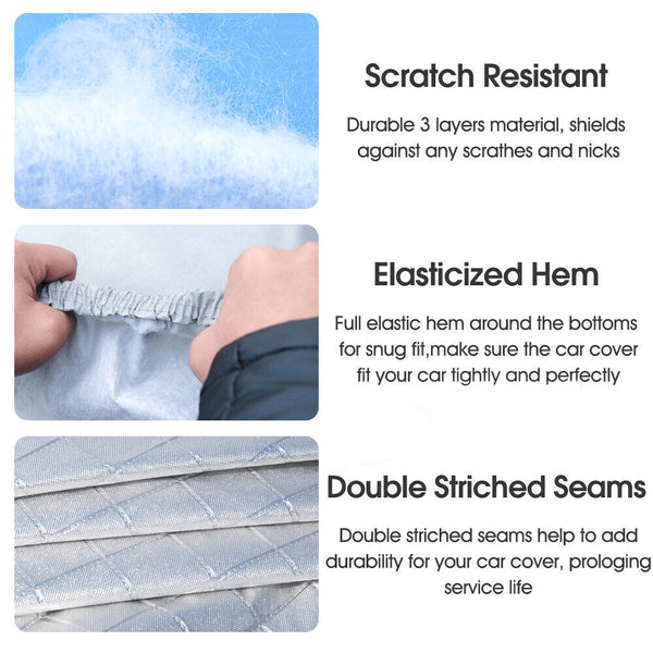 3XXL 3Layer Aluminiu Waterproof Outdoor Car Cover Double Thick Rain UV Resistant - Lets Party