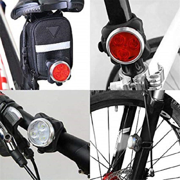 Waterproof Bicycle Bike Front Rear Tail Light Lamp USB Rechargeable Headlight AU - Lets Party