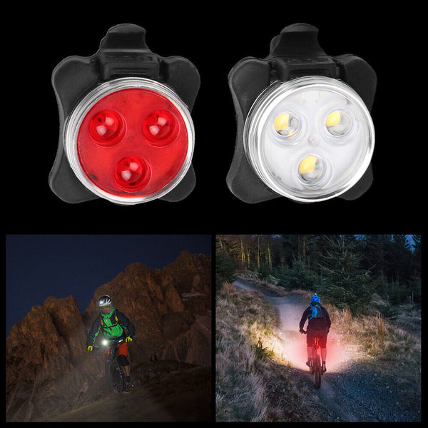 Waterproof Bicycle Bike Front Rear Tail Light Lamp USB Rechargeable Headlight AU - Lets Party