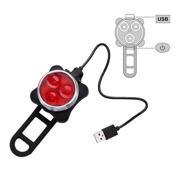 Waterproof Bicycle Bike Front Rear Tail Light Lamp USB Rechargeable Headlight AU - Lets Party