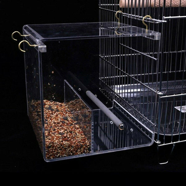 AU Acrylic Automatic Parrot Feeder No Mess Bird Cage Seed Feeding Container Box - Lets Party