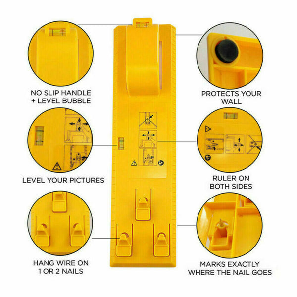 Picture Hanging tool Tools Frame Hanger Easy Wall Photo Hanging Level Ruler - Lets Party