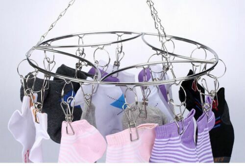 32Pegs Stainless Steel Laundry Sock Underwear Clothes Dryer Rack Hanger - Lets Party