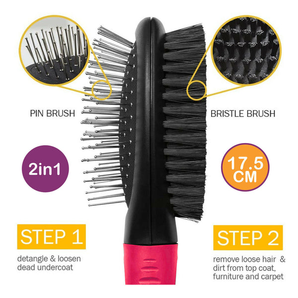 2PCS Grooming Brush Double Sided Detangle Remove Loose Fur 17.5cm - Lets Party