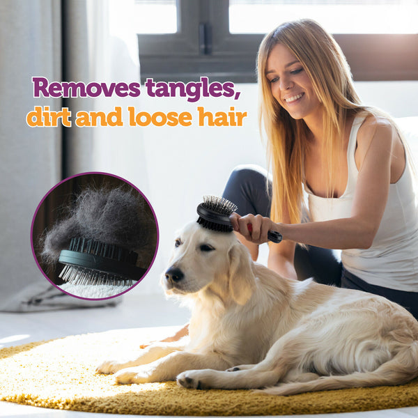 2PCS Grooming Brush Double Sided Detangle Remove Loose Fur 17.5cm - Lets Party