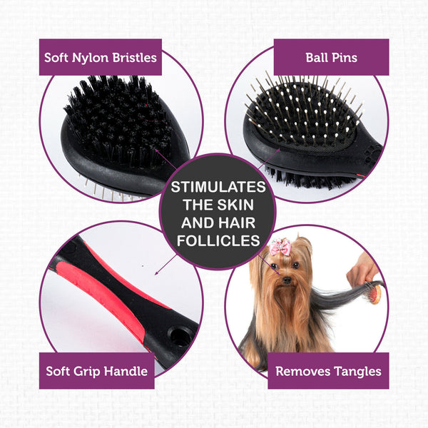 2PCS Grooming Brush Double Sided Detangle Remove Loose Fur 17.5cm - Lets Party