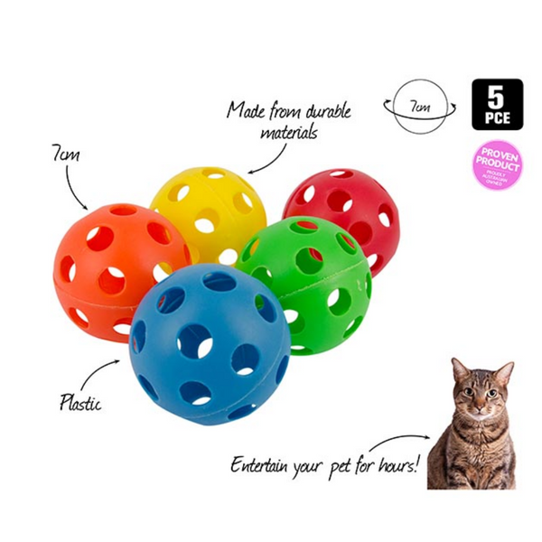 5 pcs Set Plastic Pet Balls Cat Kitten Colourful Fun Ball Toy Durable Materials - Lets Party