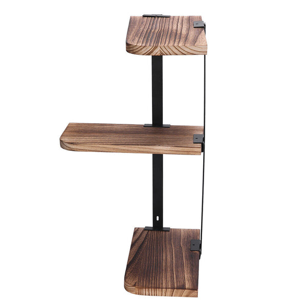 3 Tier Corner Shelf Wooden Storage Display Holder Floating Shelves Plants Rack - Lets Party