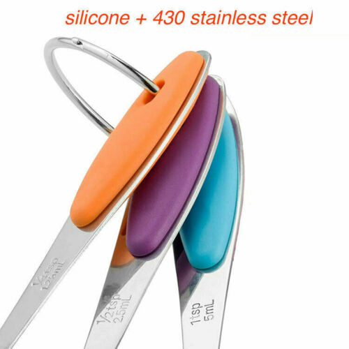 measuring spoons cups 10PCS stainless steel baking teaspoon kitchen gadget kit - Lets Party