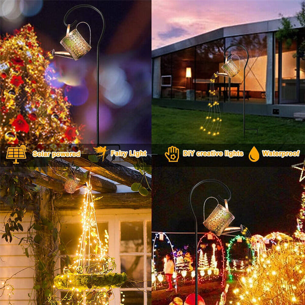 LED Watering Can String Light Solar Powered Outdoor Art Garden Path Lamp Stand - Lets Party