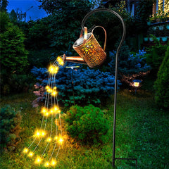 LED Watering Can String Light Solar Powered Outdoor Art Garden Path Lamp Stand