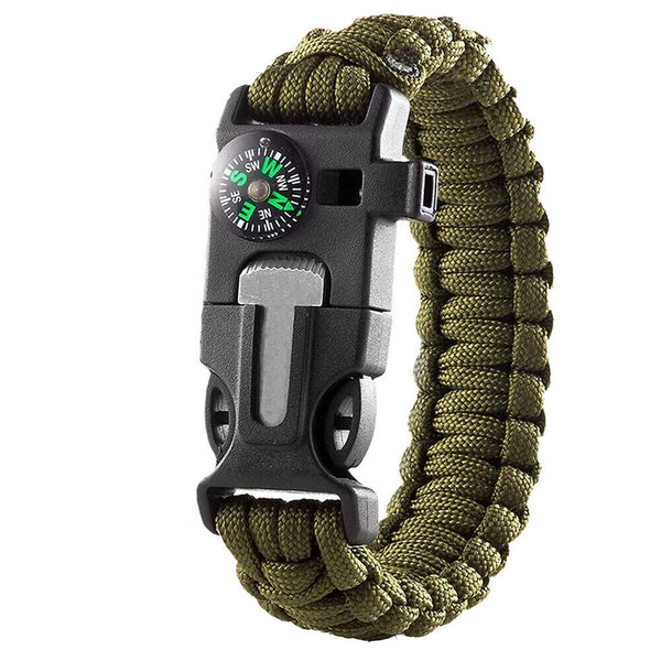 Survival Bracelet Compass Fire Camping Whistle Hiking Army Gear paracord - Lets Party