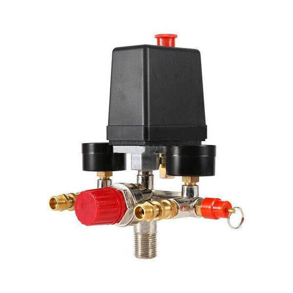 90-120PSI Air Compressor Pressure Switch Control Valve Manifold Regulator Gauges - Lets Party