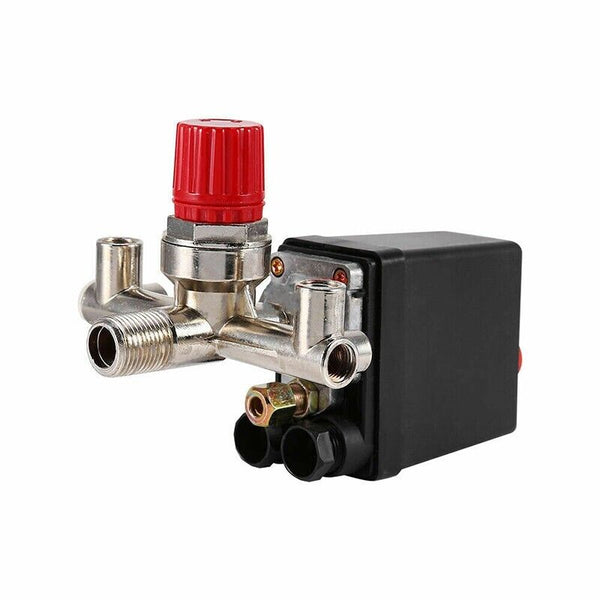 90-120PSI Air Compressor Pressure Switch Control Valve Manifold Regulator Gauges - Lets Party