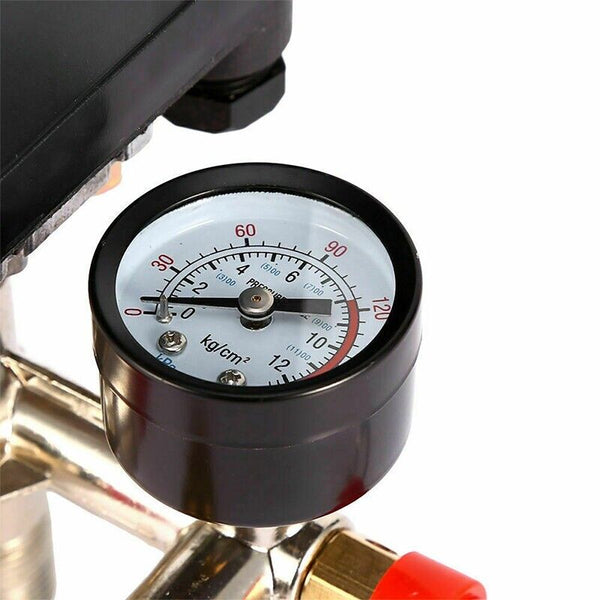 90-120PSI Air Compressor Pressure Switch Control Valve Manifold Regulator Gauges - Lets Party