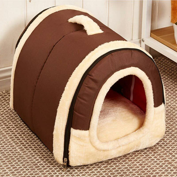 Pet Dog House Kennel Soft Igloo Beds Cave Cat Puppy Bed Doggy Warm Cushion Fold - Lets Party