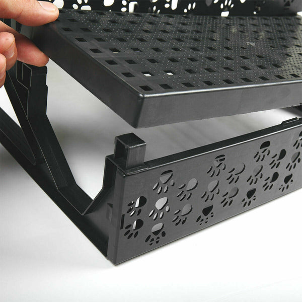 Pet Stairs 3 Steps Portable Cat Dog Ladder w/ Cover Step Ramp Climb For Pup Play - Lets Party