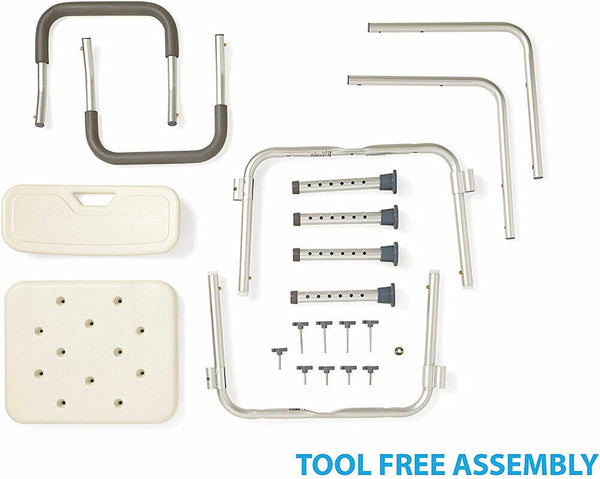 Aluminum Adjustable Medical Shower Aid Chair Bathtub Bath Seat Stool Arms Back - Lets Party