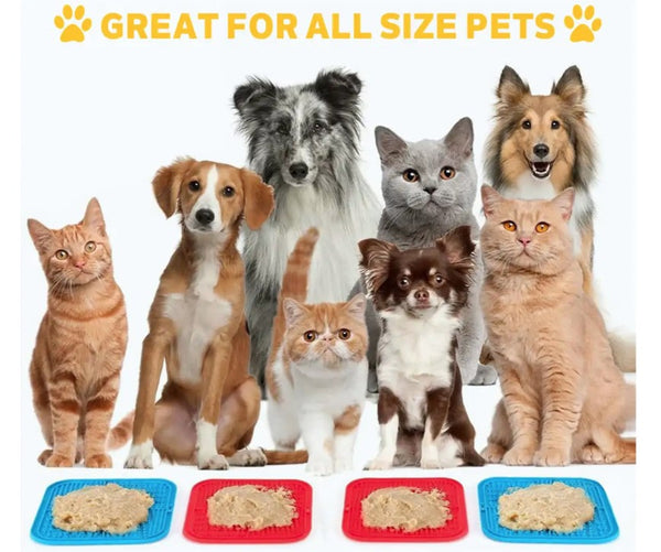 4in1 Lickmat Dog Puppy Slow Feeder Lick Mat Treat Boredom Pet Bath Grooming Help - Lets Party