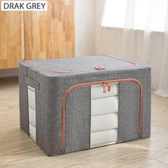 66L Large Storage Box Organizer Steel Frame for Clothes Bed Sheets Blanket