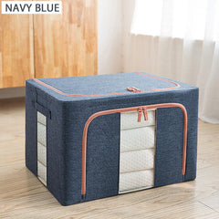 66L Large Storage Box Organizer Steel Frame for Clothes Bed Sheets Blanket