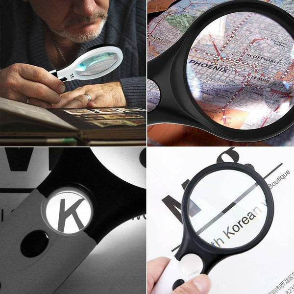 45X Handheld Magnifier Reading Magnifying Glass Jewelry Loupe With 3LED Light - Lets Party