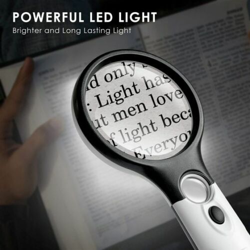45X Handheld Magnifier Reading Magnifying Glass Jewelry Loupe With 3LED Light - Lets Party