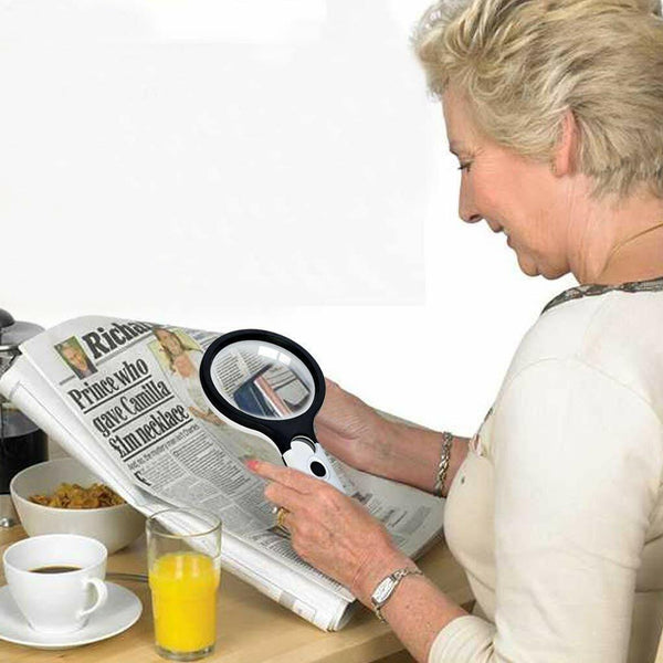 45X Handheld Magnifier Reading Magnifying Glass Jewelry Loupe With 3LED Light - Lets Party