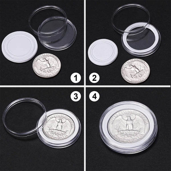 100X Coin Capsules Holder Red Wooden Storage Box Display Container Case AU - Lets Party