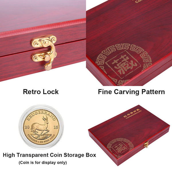 100X Coin Capsules Holder Red Wooden Storage Box Display Container Case AU - Lets Party