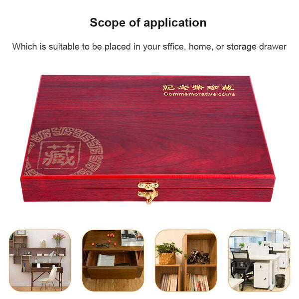 100X Coin Capsules Holder Red Wooden Storage Box Display Container Case AU - Lets Party