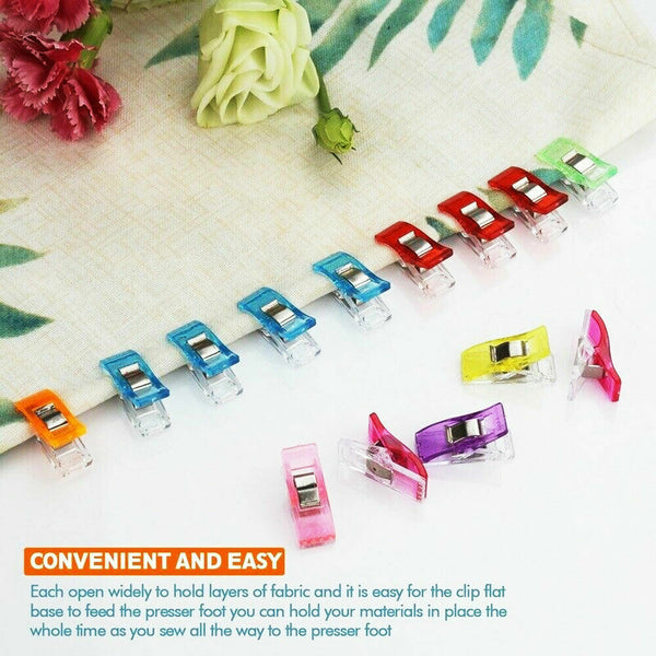 50-200Pcs Wonder Clips Quilting Clamps Craft Knitting Fabric Crochet Pins - Lets Party