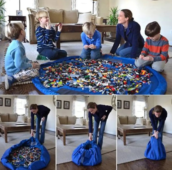150cm Kids Play Mat Bag Portable Toy Storage Organizer Lego Toys Drawstring Bag - Lets Party