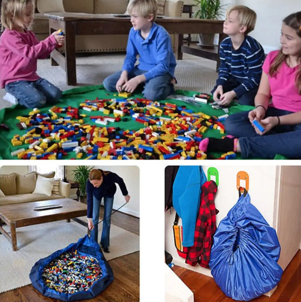 150cm Kids Play Mat Bag Portable Toy Storage Organizer Lego Toys Drawstring Bag - Lets Party
