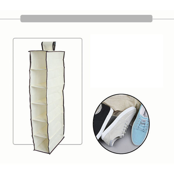 6 Grids Clothes Hanging Wardrobe Organiser Storage Closet Hanger Bag - Lets Party
