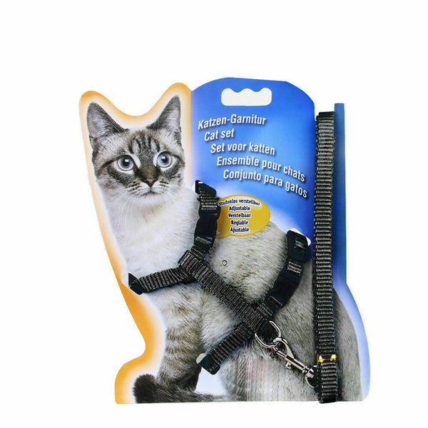 Cat Kitten Pet Walking Harness Lead Nylon Leash Adjustable Collar with Clip - Lets Party