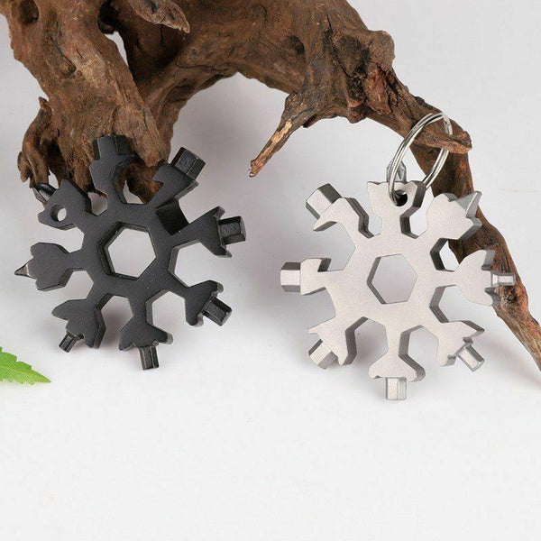 8 in 1 Stainless Multi-tool Snowflake Keychain Wrench Screwdriver Bottle Opener - Lets Party