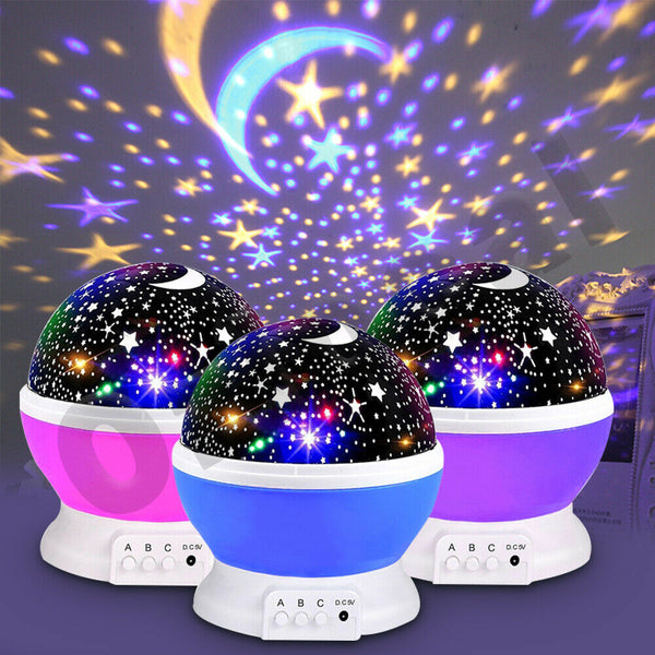 LED Night Star Sky Projector Light Lamp Rotating Starry Baby Room Kids Gift - Lets Party