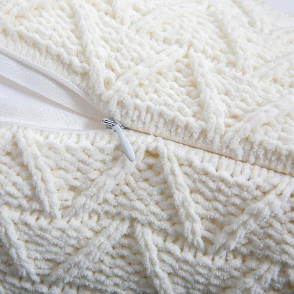 Knit Chenille Open Chevron Corner Tassel Cushion Cover Crochet Throw Pillow Case - Lets Party