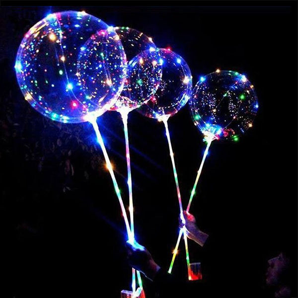 2/5/10x LED Lights With Clear Bubble Balloons Set Or Only Bobo Balloon Party  - Lets Party