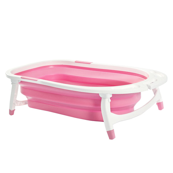 Baby Bath Tub Infant Toddlers Foldable Bathtub Folding Safety Bathing ShowerPink - Lets Party